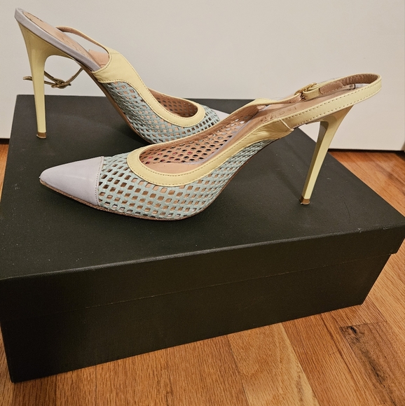 Slingback summer heels. leather shoes. made in Italy .Isabelle Paris size 39.5 - Picture 2 of 6
